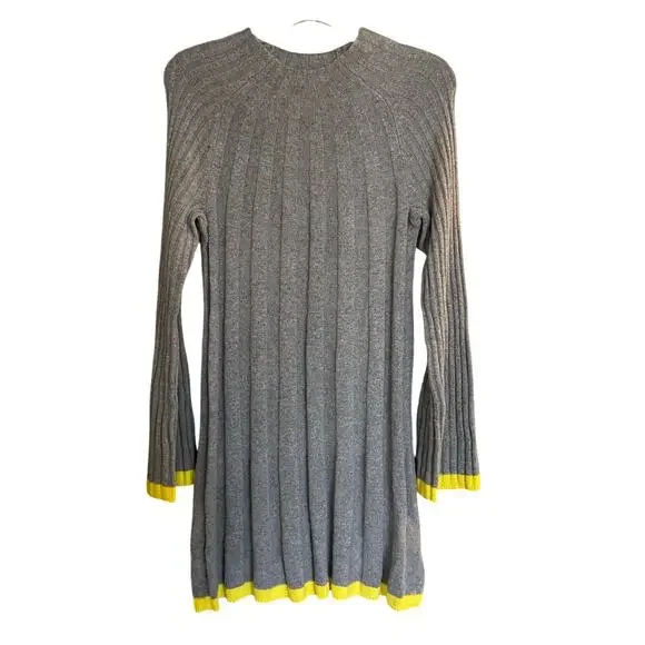 Anthropologie Women’s Size Medium Gray & Yellow Arsenau Sweater Dress NWT - Picture 3 of 11